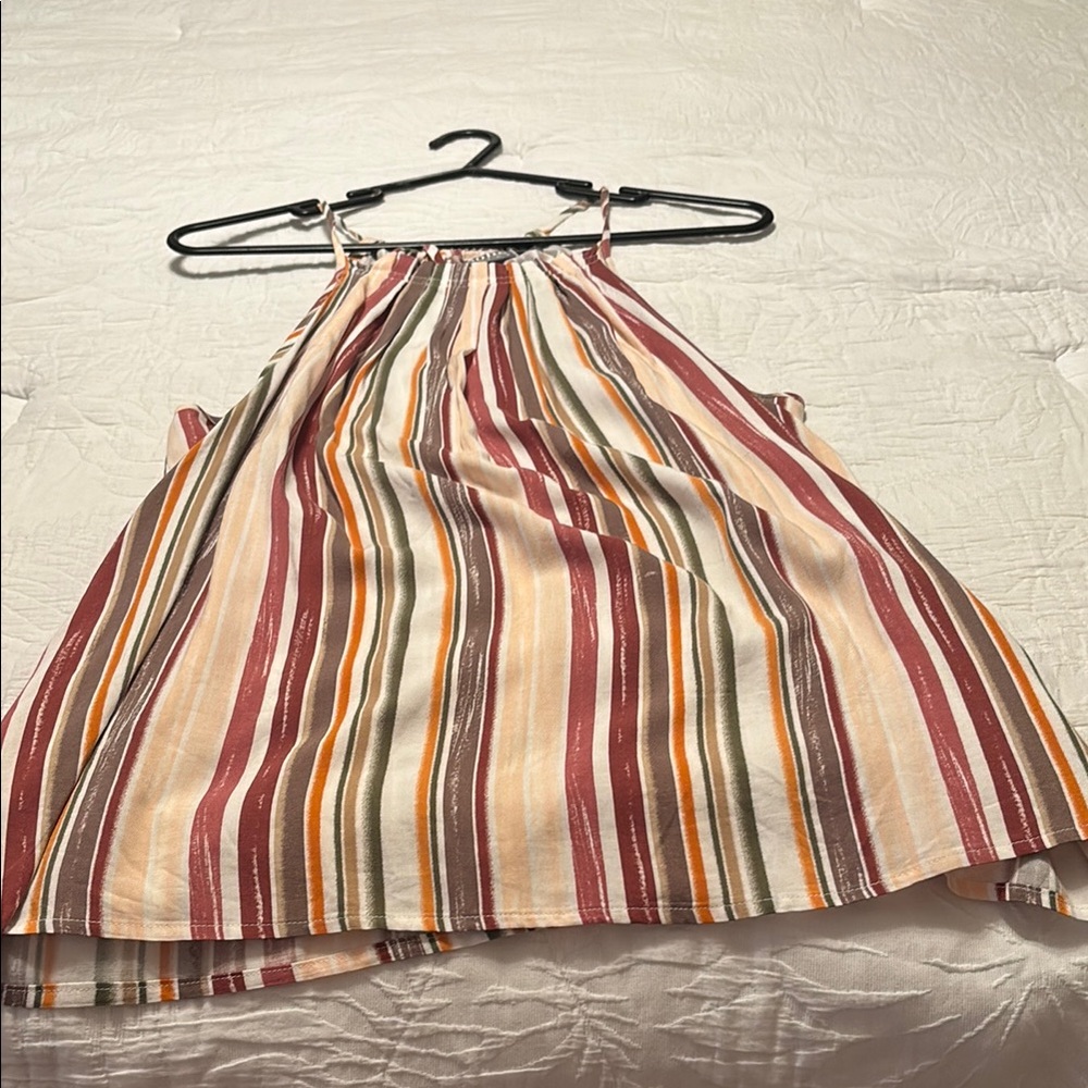 New York & Company Striped Tank Top - Red, Orange, Cream